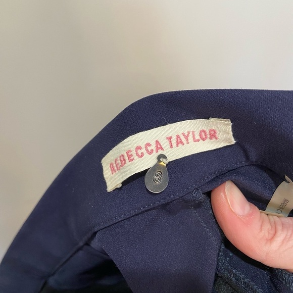 Rebecca Taylor Tuxedo Side Stripe Ankle Crop Ava Techy Pants Size 8 Navy - Picture 6 of 10